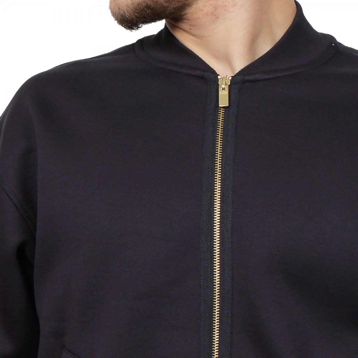 RELAXED FIT ZIP-THRU BOMBER SWEAT