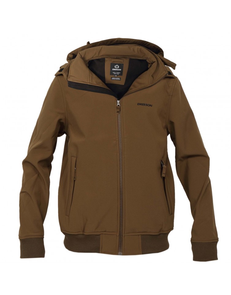 SOFT SHELL RIBBED JACKET WITH HOOD