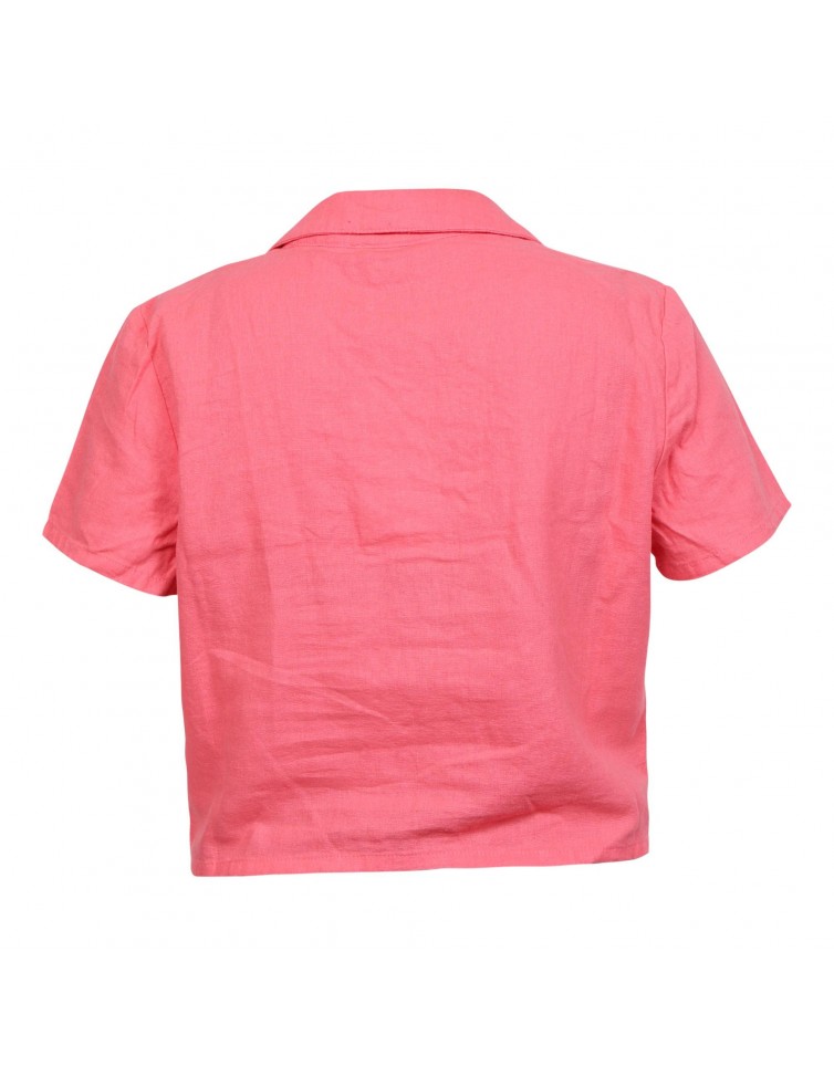 LINEN BLEND CROP SHIRT-15255168