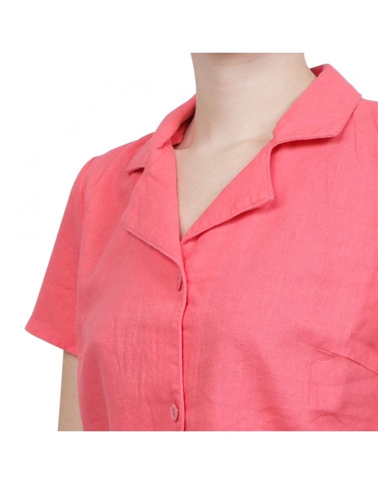LINEN BLEND CROP SHIRT-15255168