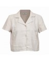 LINEN BLEND CROP SHIRT-15255168