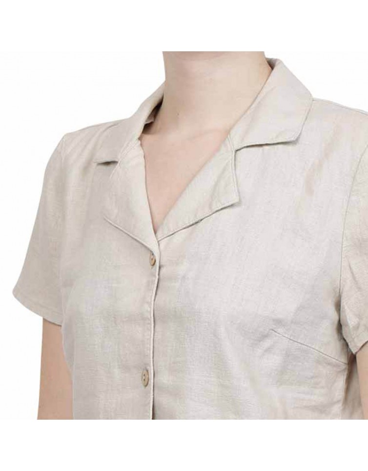LINEN BLEND CROP SHIRT-15255168