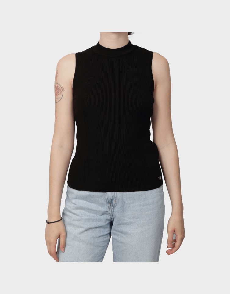 KNITTED STANDUP COLLAR TOP