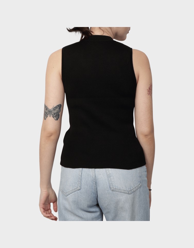 KNITTED STANDUP COLLAR TOP