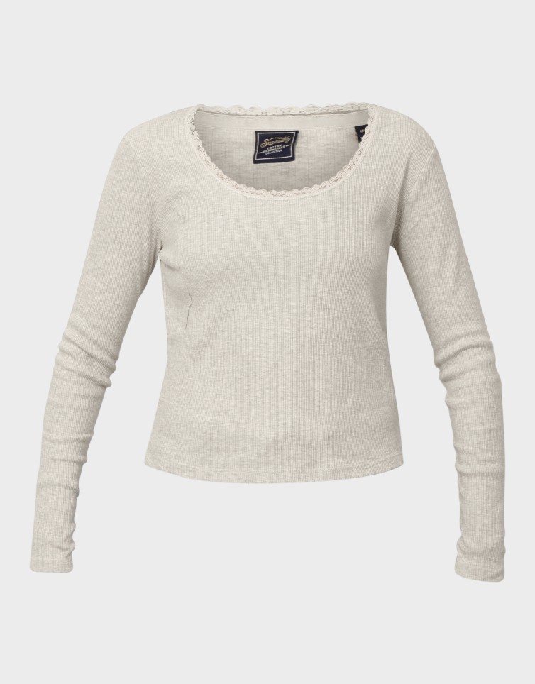 ESSENTIAL LS RIB LACE TOP