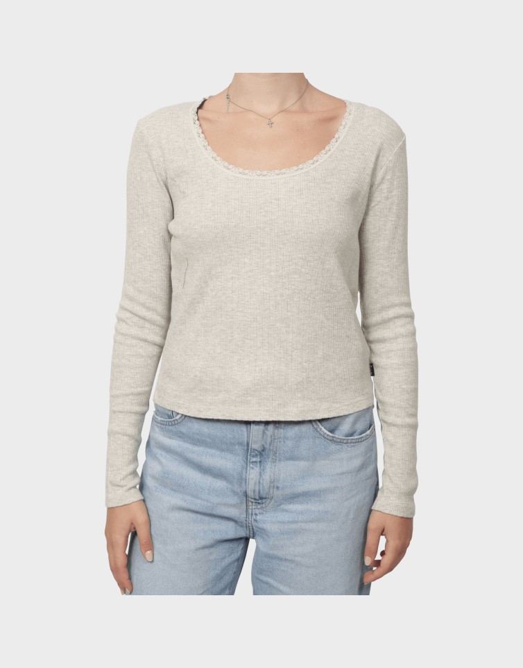 ESSENTIAL LS RIB LACE TOP
