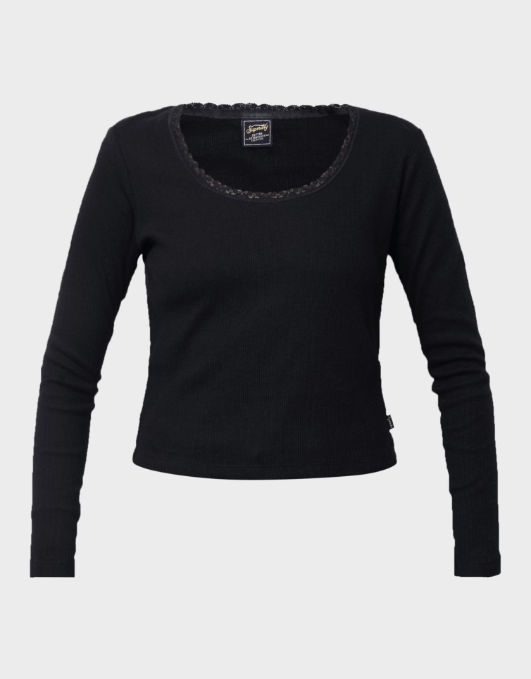 ESSENTIAL LS RIB LACE TOP