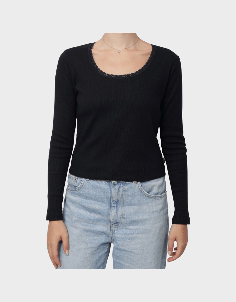 ESSENTIAL LS RIB LACE TOP