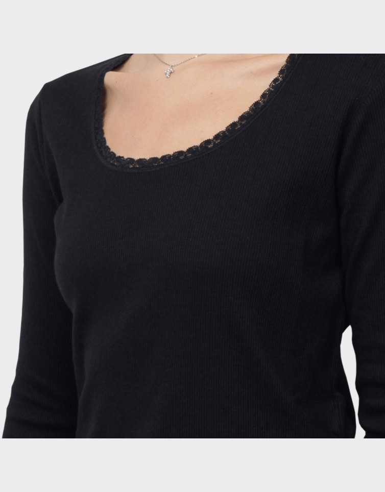 ESSENTIAL LS RIB LACE TOP