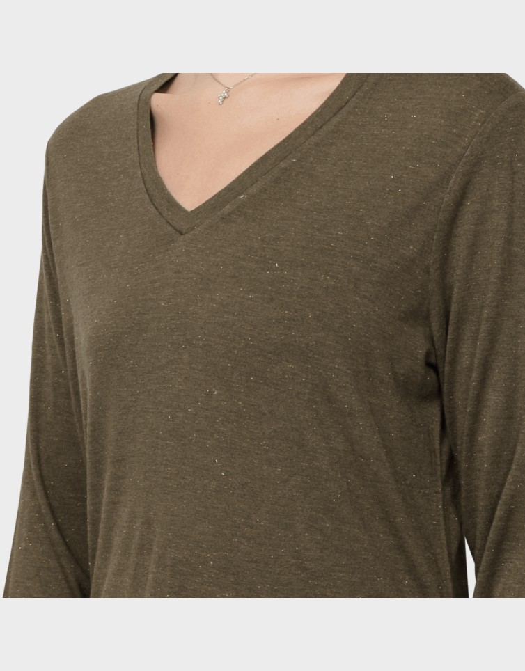 LONG SLEEVE JERSEY V NECK TOP