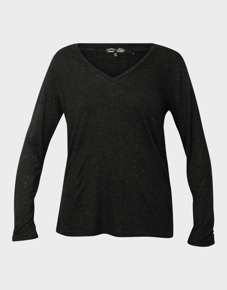 LONG SLEEVE JERSEY V NECK TOP