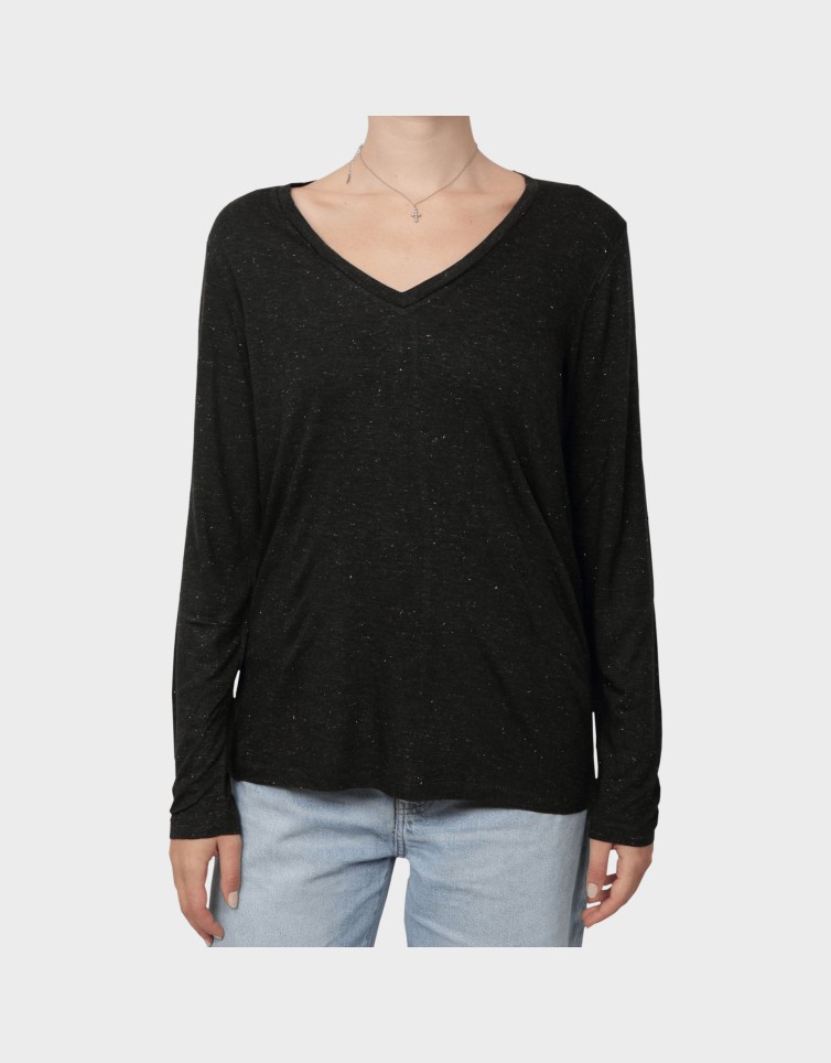 LONG SLEEVE JERSEY V NECK TOP