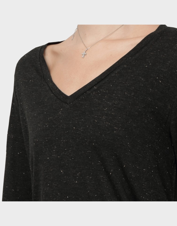 LONG SLEEVE JERSEY V NECK TOP