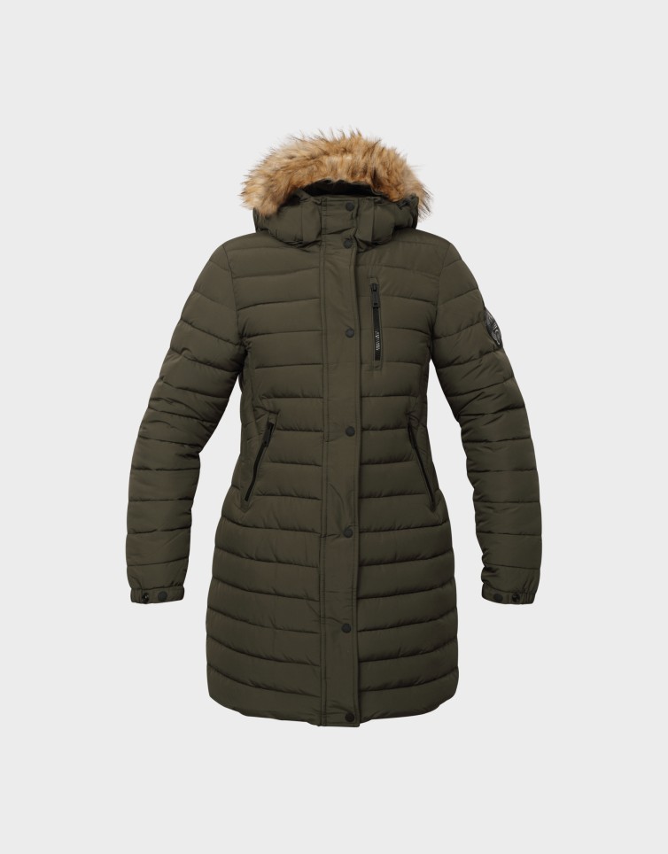 FUJI HOODED MID LENGTH PUFFER