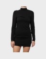 STUD MOCK NECK JERSEY MINI DRESS