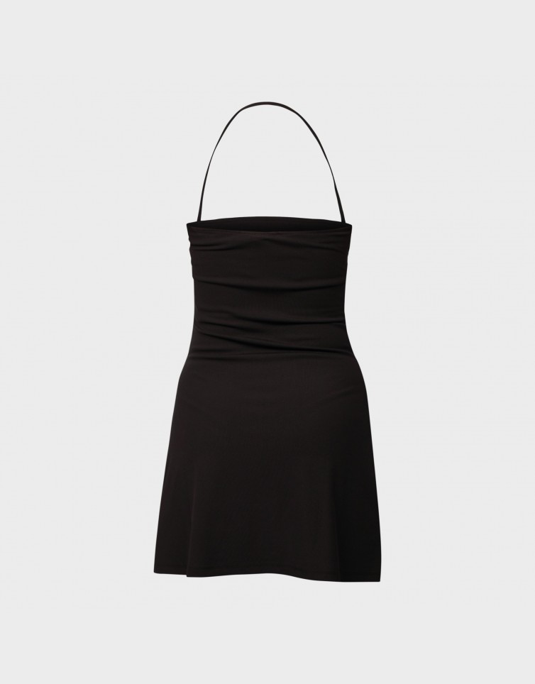 FLARE MINI BADGE RIB DRESS