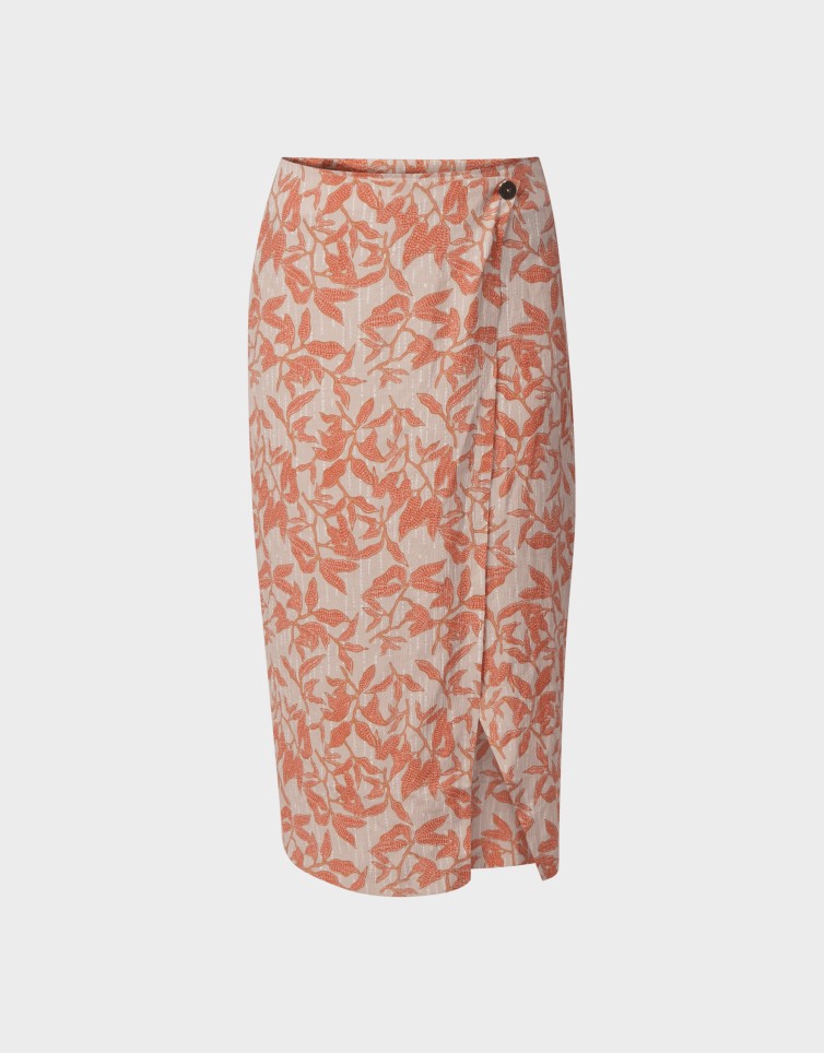 SAIA BUTTON FLORAL MIDI SKIRT