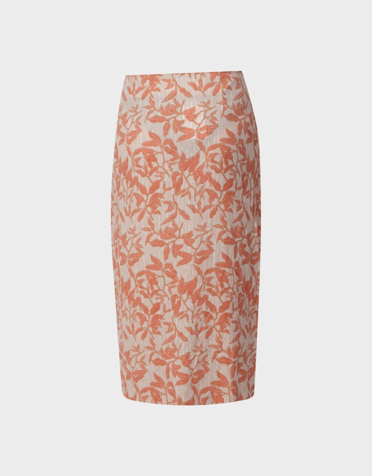 SAIA BUTTON FLORAL MIDI SKIRT
