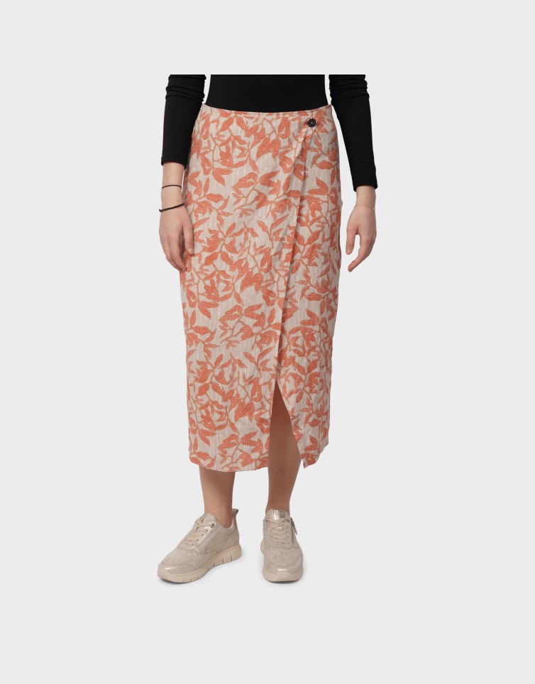 SAIA BUTTON FLORAL MIDI SKIRT