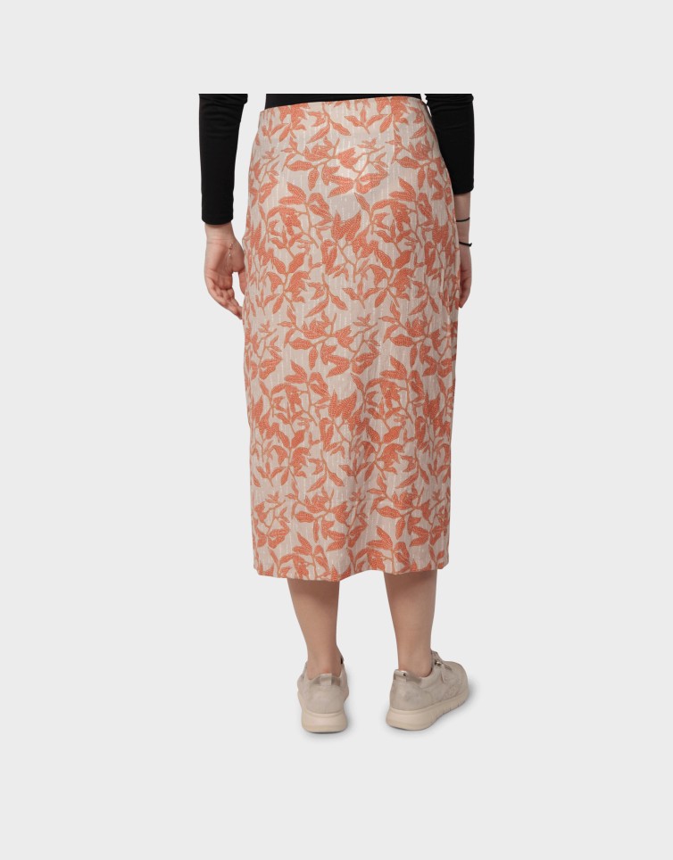 SAIA BUTTON FLORAL MIDI SKIRT