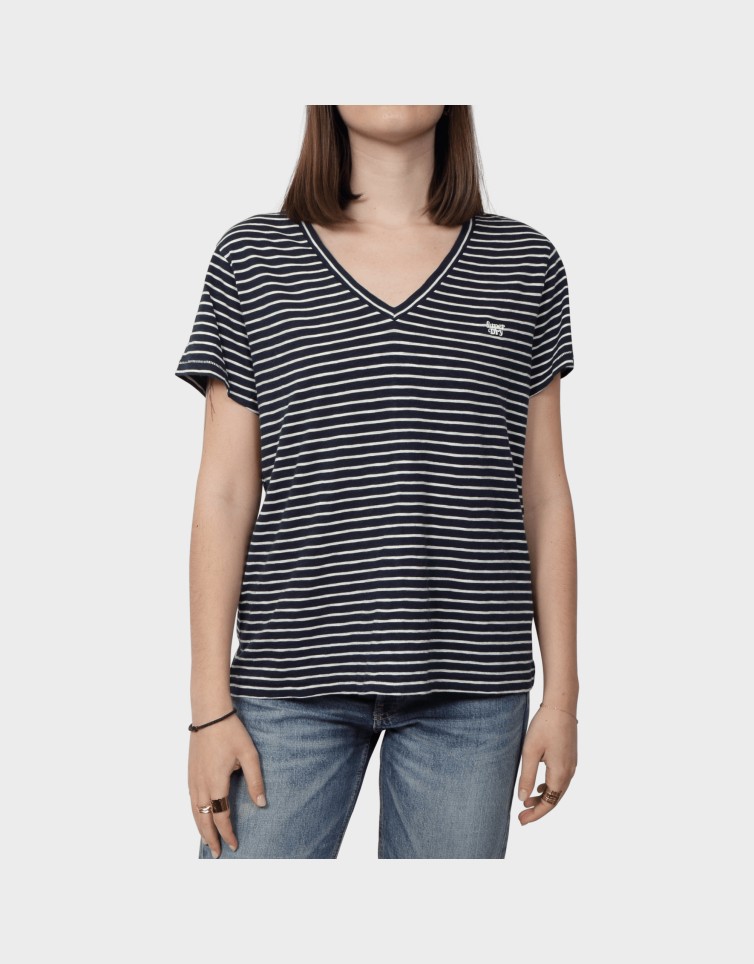 SLUB EMB VEE TEE
