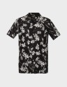 OPEN COLLAR PRINT LINEN SHIRT