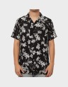 OPEN COLLAR PRINT LINEN SHIRT