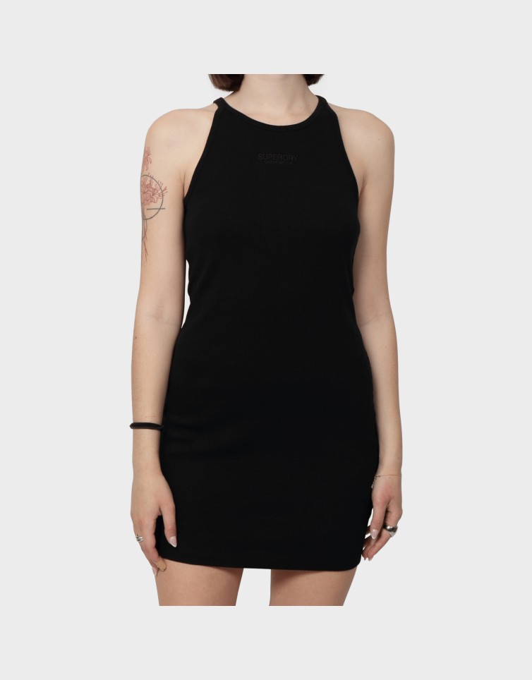 EMBROIDERED RIB RACER DRESS