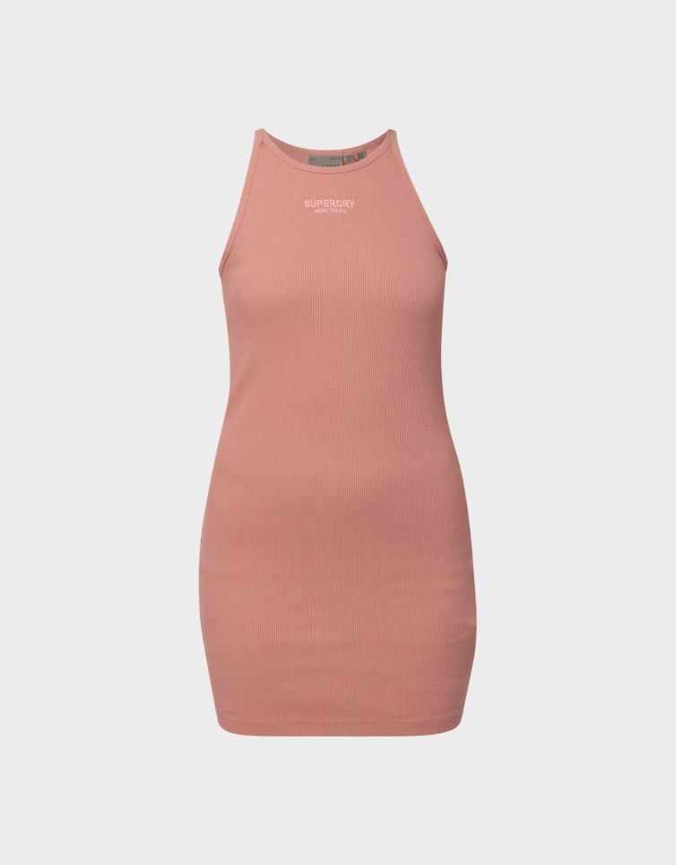 EMBROIDERED RIB RACER DRESS