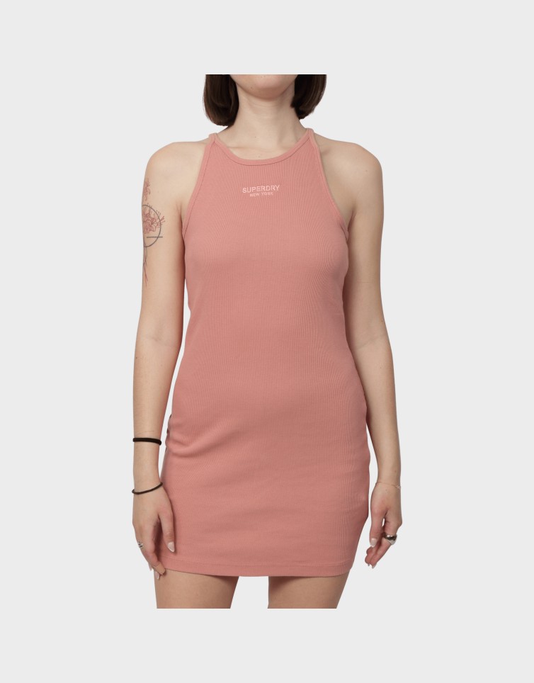 EMBROIDERED RIB RACER DRESS