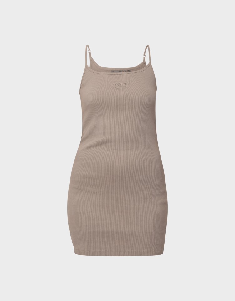 EMBROIDERED RIB STRAPPY DRESS