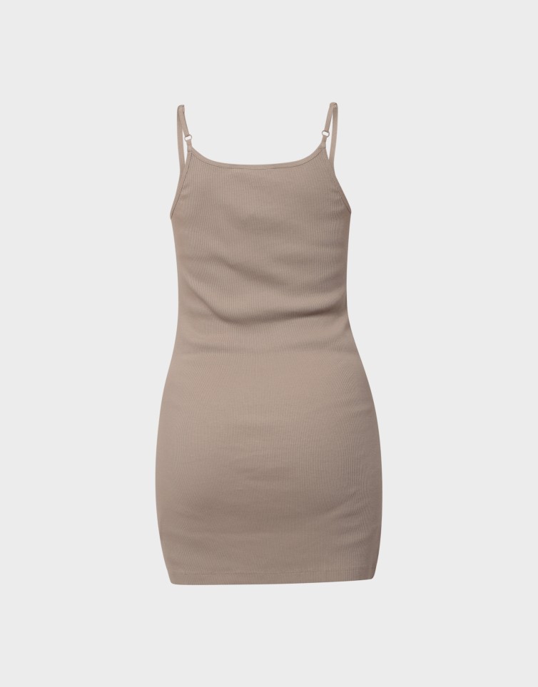 EMBROIDERED RIB STRAPPY DRESS