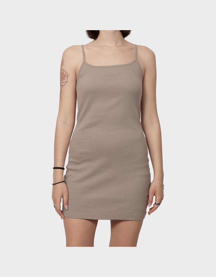 EMBROIDERED RIB STRAPPY DRESS