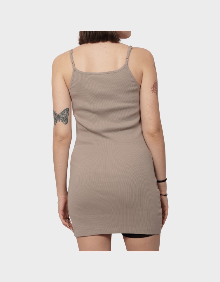 EMBROIDERED RIB STRAPPY DRESS