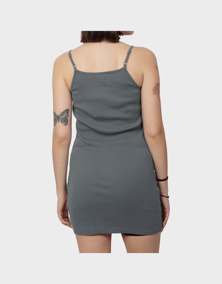 EMBROIDERED RIB STRAPPY DRESS