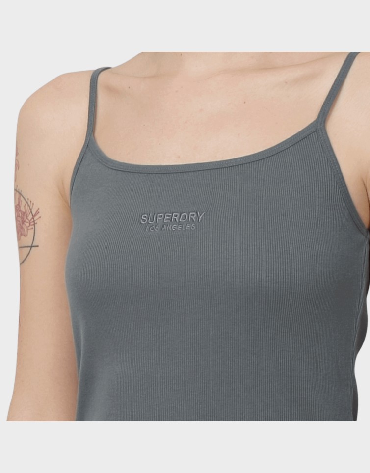 EMBROIDERED RIB STRAPPY DRESS