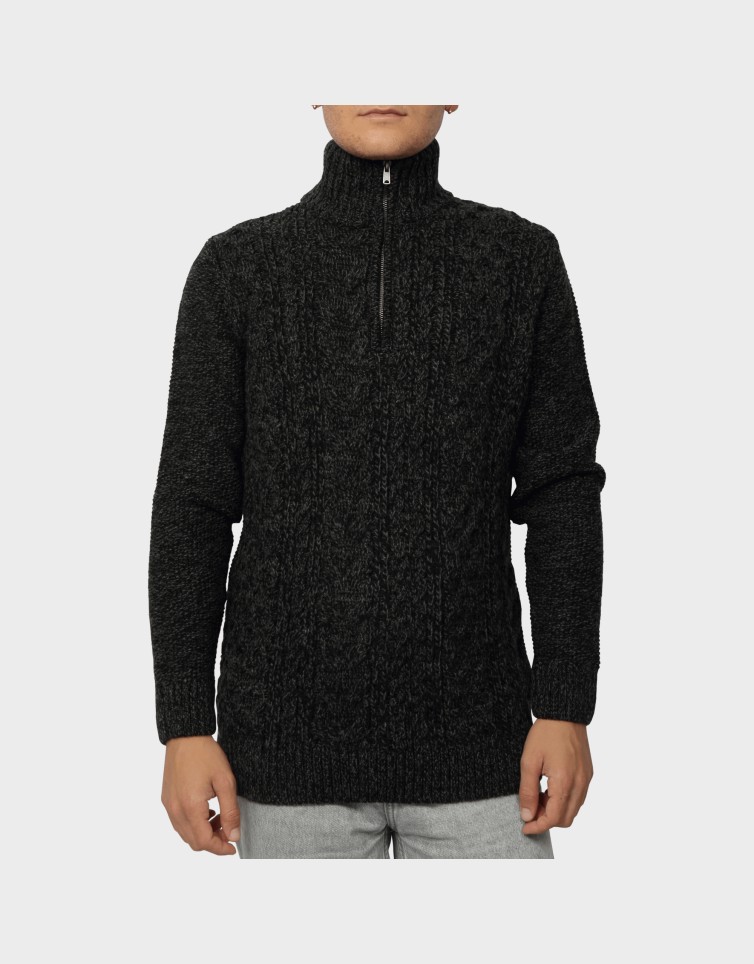 JACOB CABLE KNIT HALF ZIP