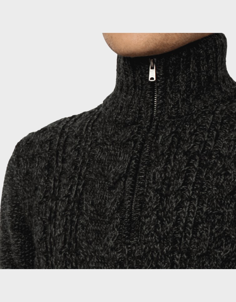 JACOB CABLE KNIT HALF ZIP