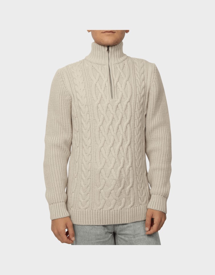 JACOB CABLE KNIT HALF ZIP