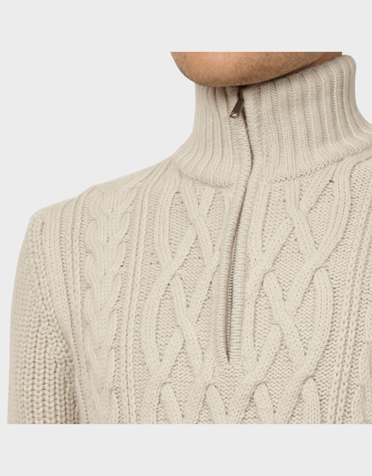 JACOB CABLE KNIT HALF ZIP