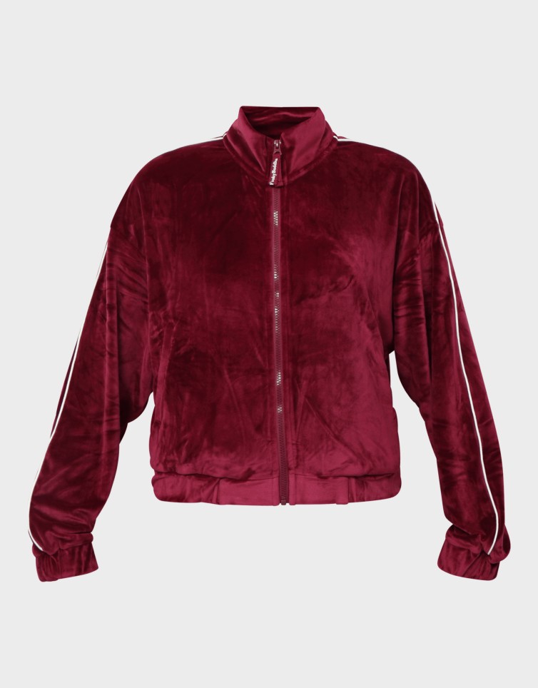 VELVET FULL ZIP STRIP SWEATER