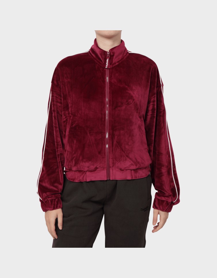 VELVET FULL ZIP STRIP SWEATER