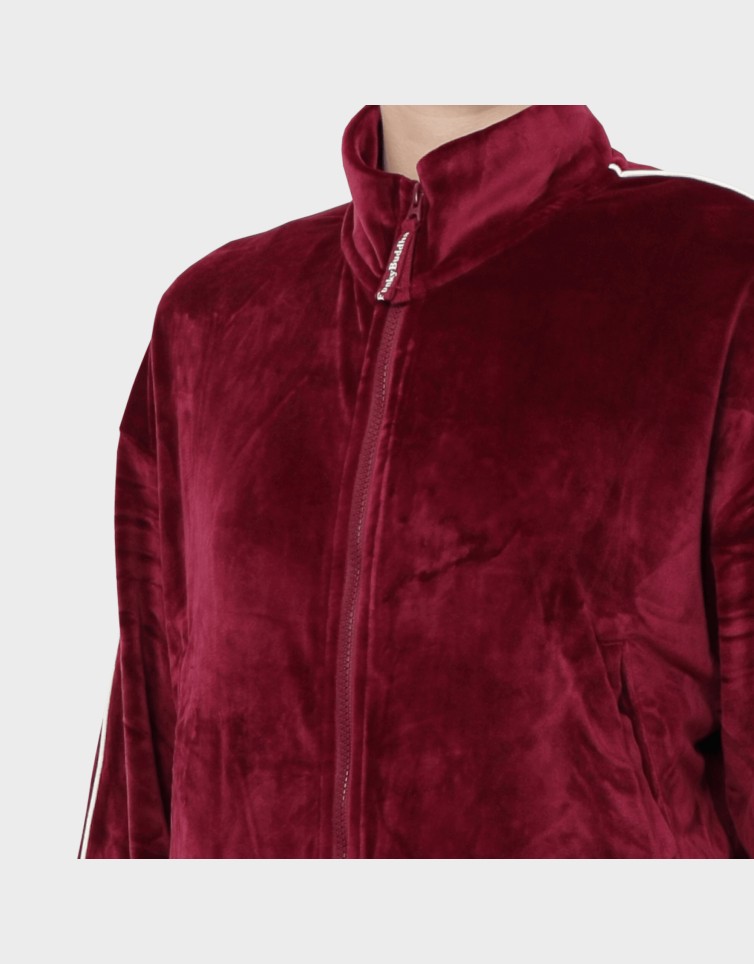 VELVET FULL ZIP STRIP SWEATER