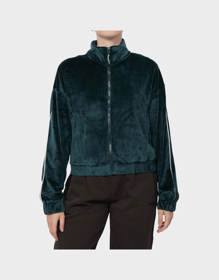 VELVET FULL ZIP STRIP SWEATER