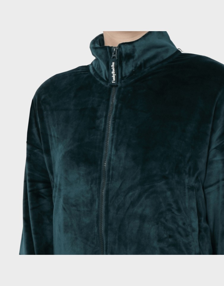 VELVET FULL ZIP STRIP SWEATER