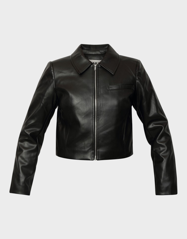 LAMILI L/S ZIP FAUX LEA JACKET