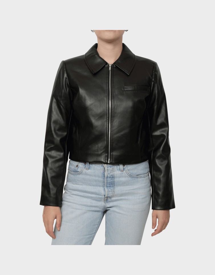 LAMILI L/S ZIP FAUX LEA JACKET