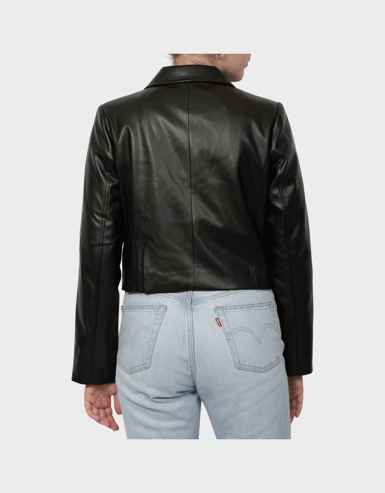 LAMILI L/S ZIP FAUX LEA JACKET