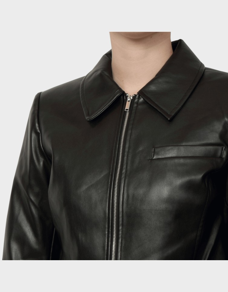 LAMILI L/S ZIP FAUX LEA JACKET