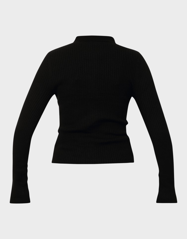 LIBI LS RIB O-NECK ZIPPER CARDI